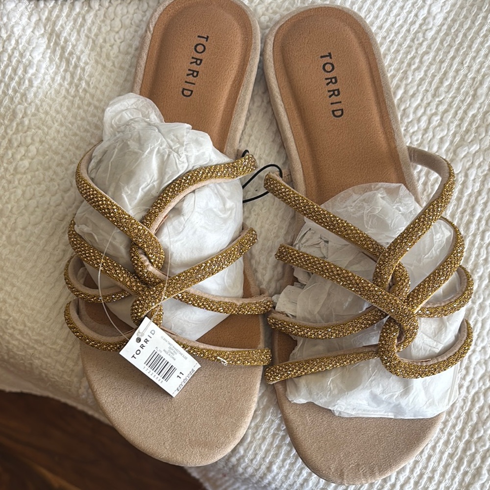 Torrid Gold Metallic Slide Sandals